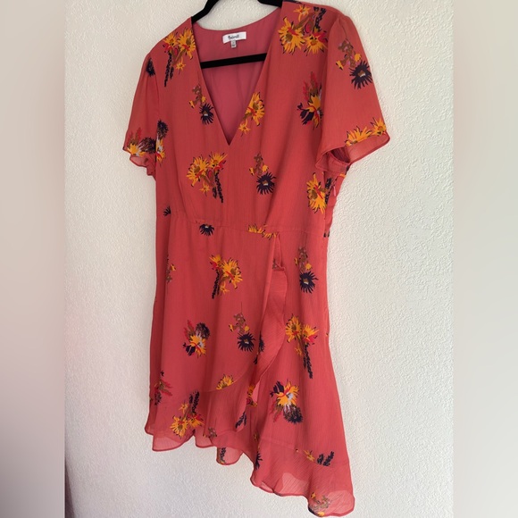 Madewell Wrap Mini Posey Cactus Floral Dress in Spiced Rose - Picture 11 of 16